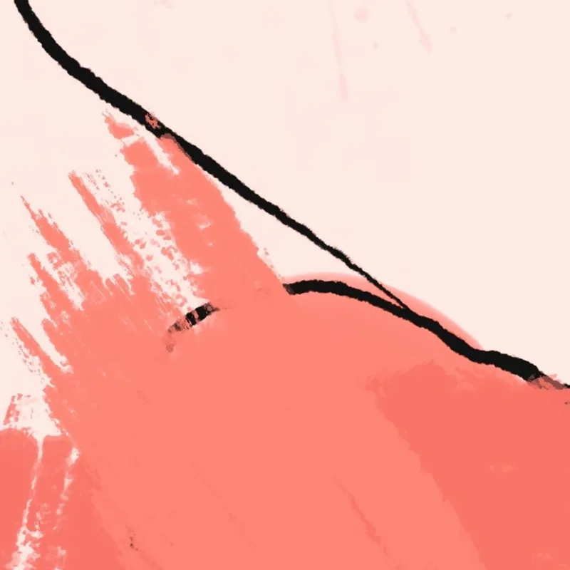 Quadro Ritratto Astratto Di Donna In Rosa E Nero Su Sfondo Chiaro Fashion