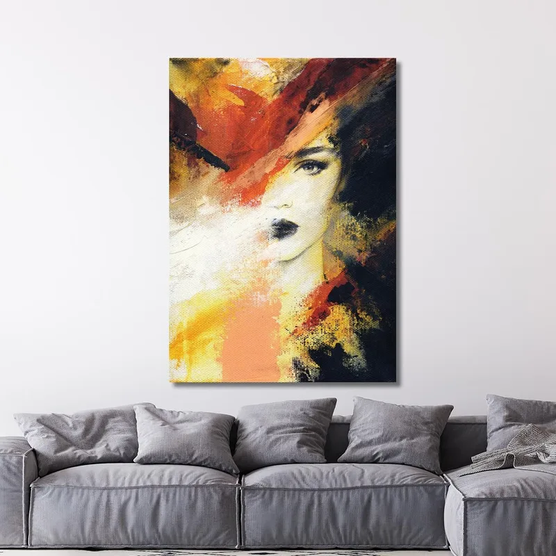 Quadro Ritratto Astratto Donna Colori Caldi Fashion