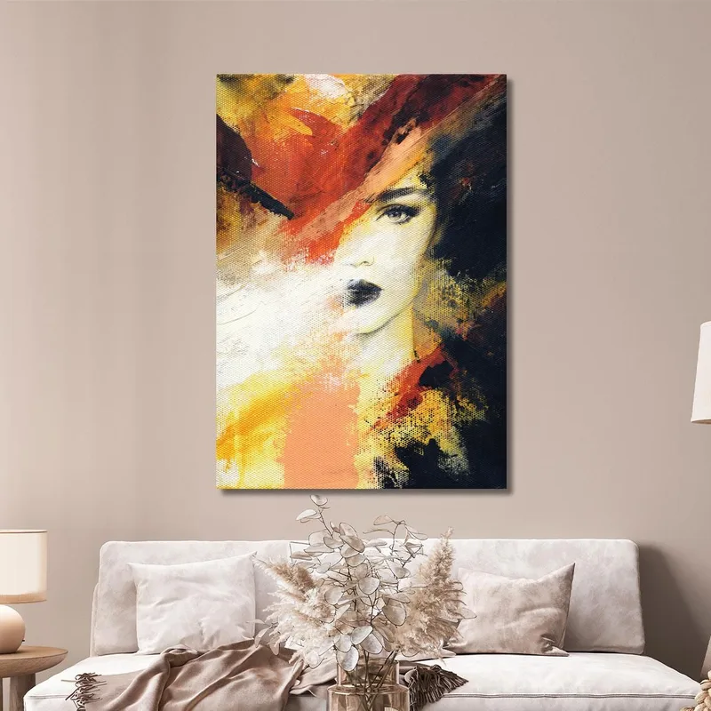 Quadro Ritratto Astratto Donna Colori Caldi Fashion