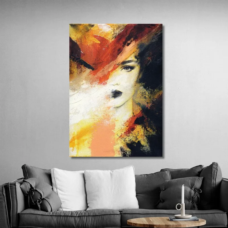 Quadro Ritratto Astratto Donna Colori Caldi Fashion