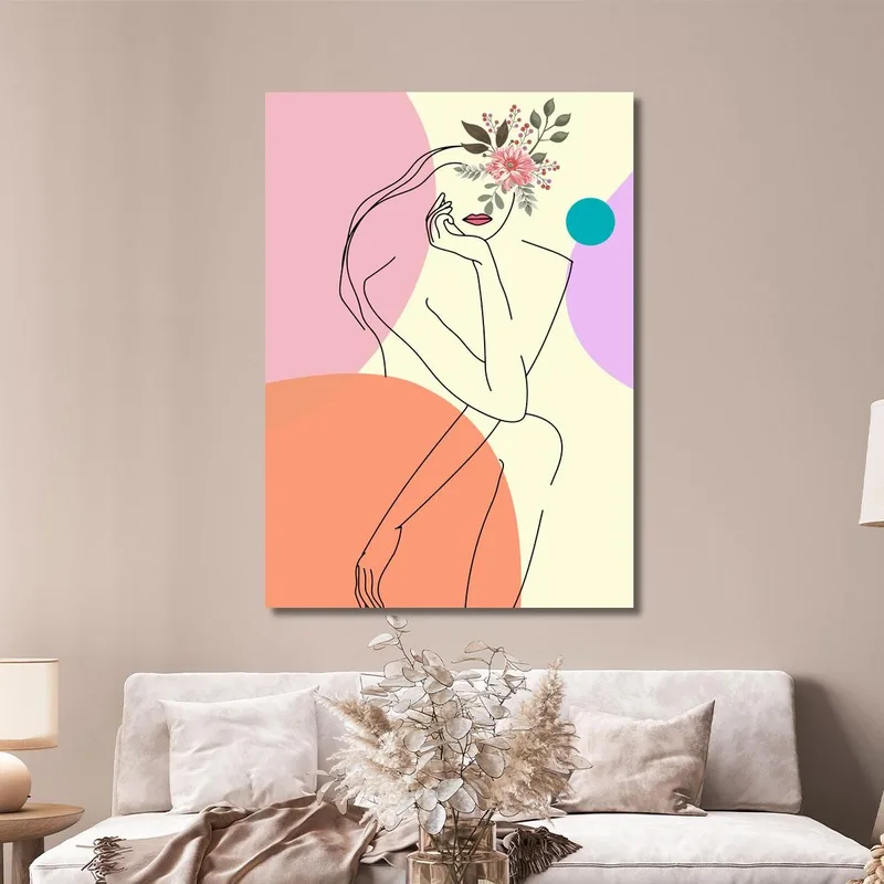Quadro Silhouette Donna Con Fiori Moderni Fashion