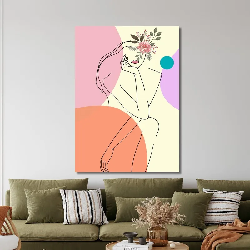 Quadro Silhouette Donna Con Fiori Moderni Fashion