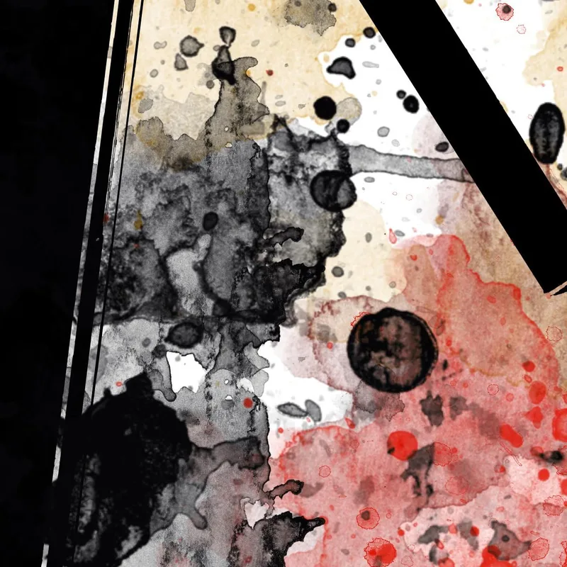 Stylized Painting Lipstick Abstract Splashes Black And Red Fashion