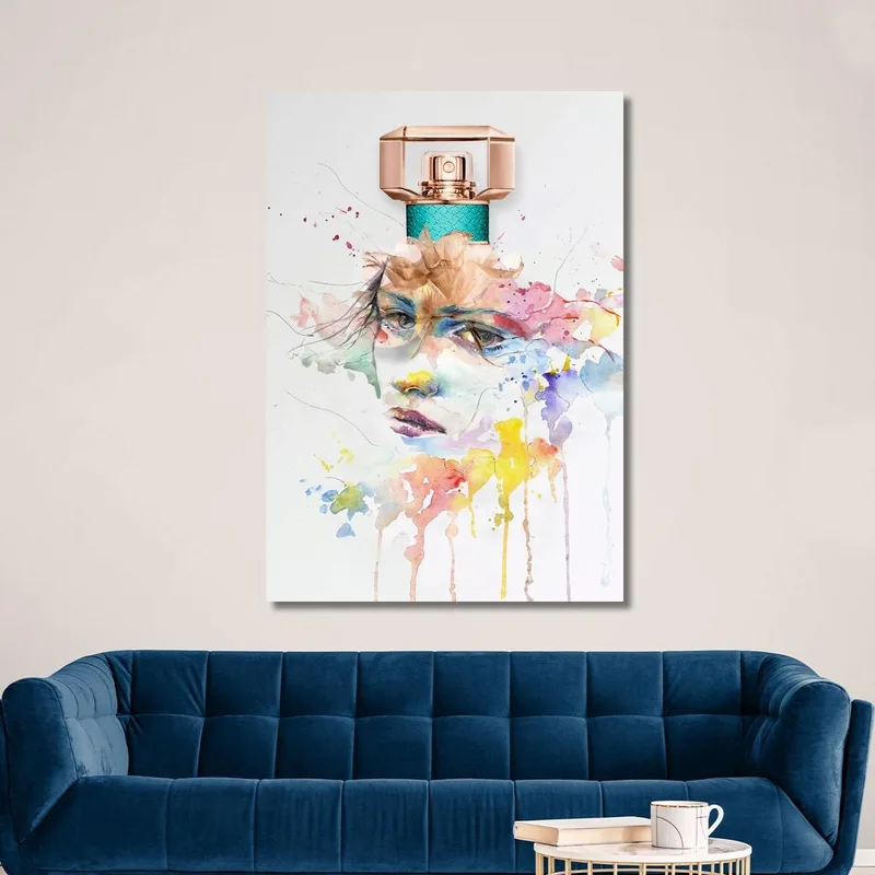 Artistic Face Painting With Perfume And Watercolor Colors Fashion