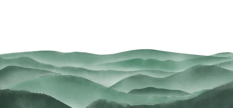 Abstrakte Landschaftsmalerei. Minimalistische Grüne Neblige Berglandschaft