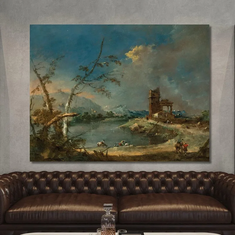 Una Fantasía De Una Torre Rústica Junto A Un Lago Francesco Guardi
