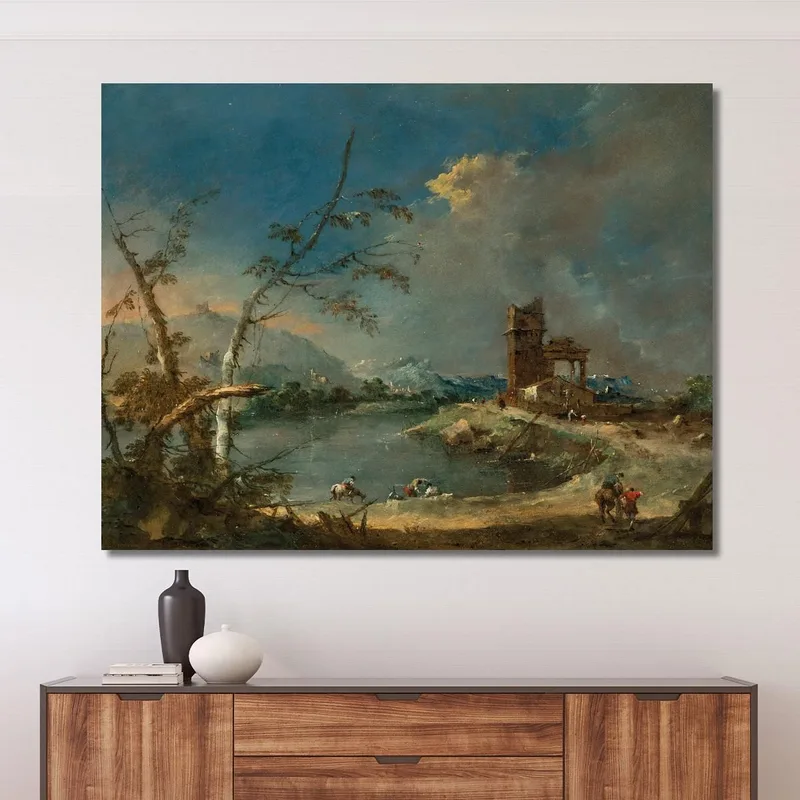 Una Fantasía De Una Torre Rústica Junto A Un Lago Francesco Guardi