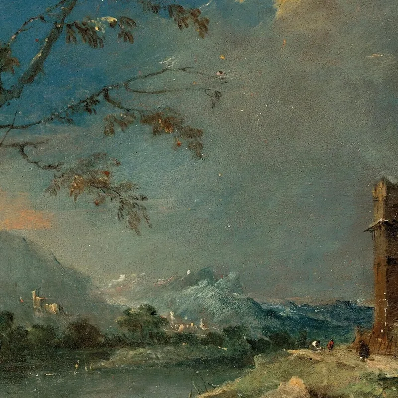 Una Fantasía De Una Torre Rústica Junto A Un Lago Francesco Guardi