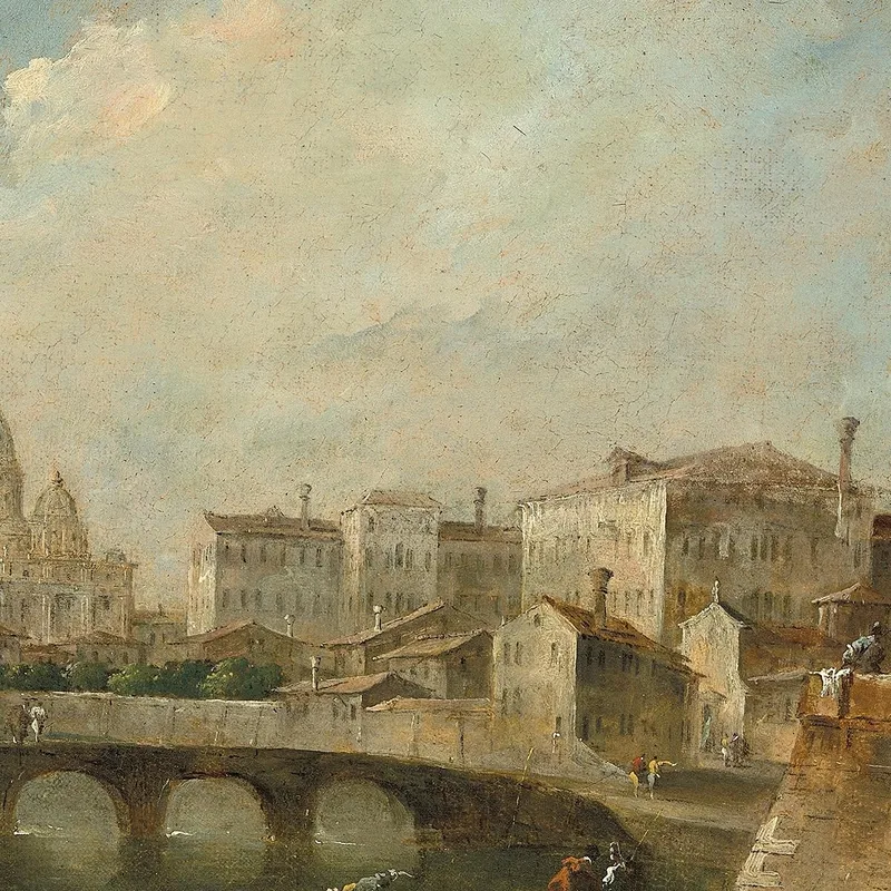 Fantasievolle Ansicht Der Engelsburg Rom Francesco Guardi