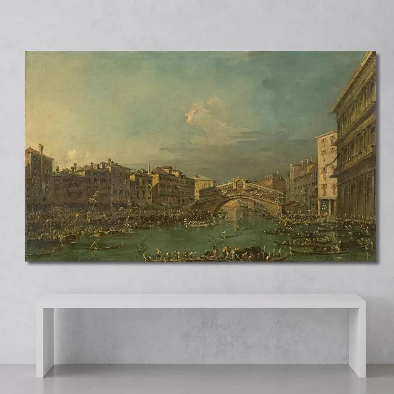 Regata En El Gran Canal Cerca Del Puente De Rialto Venecia Francesco Guardi