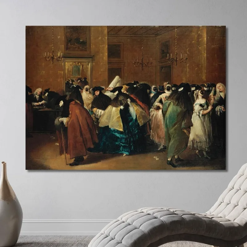 Il Ridotto Di Venezia Con Figure Mascherate Che Conversano Francesco Guardi
