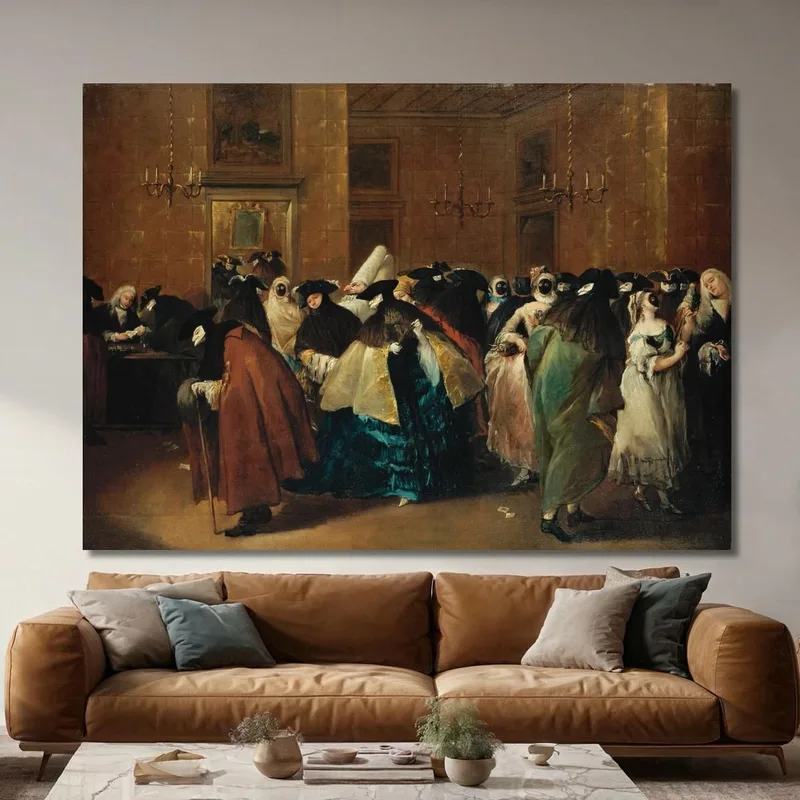 Il Ridotto Di Venezia Con Figure Mascherate Che Conversano Francesco Guardi