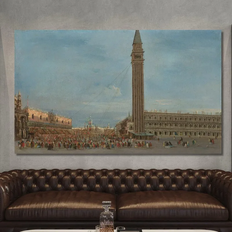 Venise : La Piazzetta San Marco Avec Le Festival Du Jeudi Gras Francesco Guardi