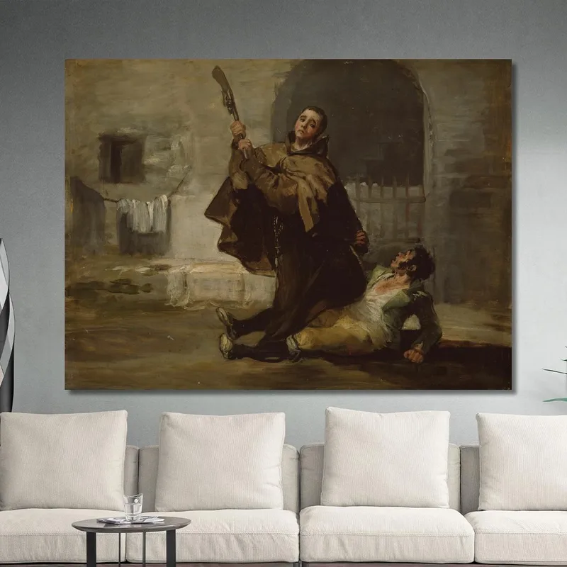 Frate Pedro Colpisce El Maragato Con Il Calcio Della Pistola Francisco de Goya quadro stampa su tela