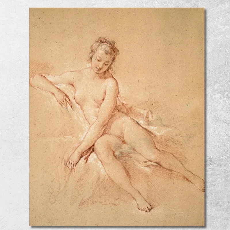 Sitzender Weiblicher Akt François Boucher drucken auf leinwand