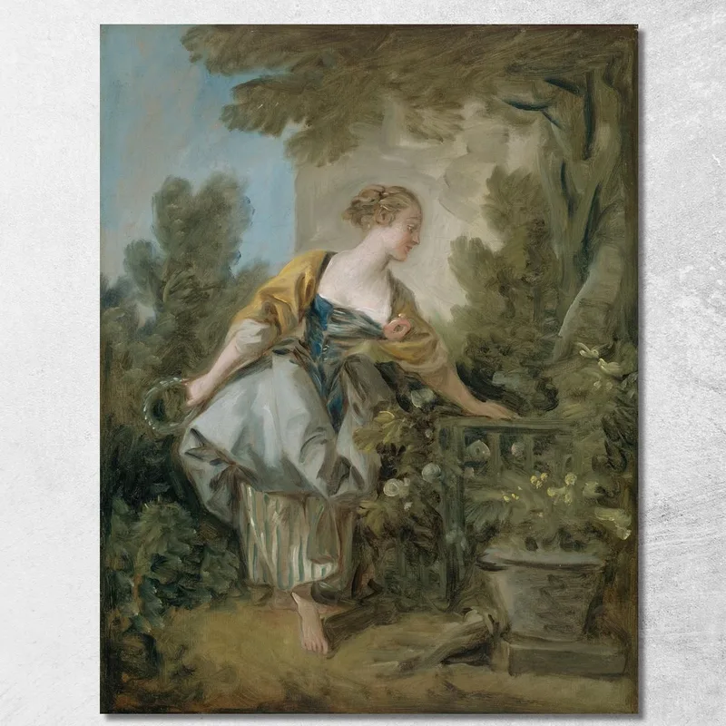 Ein Junges Mädchen In Einem Park François Boucher drucken auf leinwand