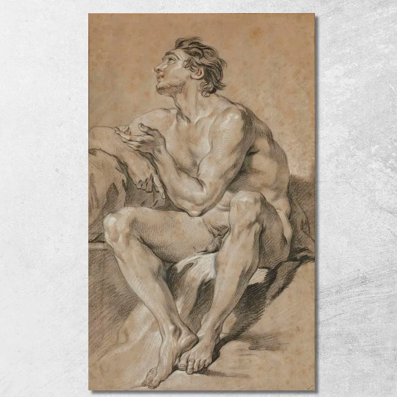 Akademie Eines Sitzenden Nackten Mannes, Der Den Mars Darstellt François Boucher drucken auf leinwand