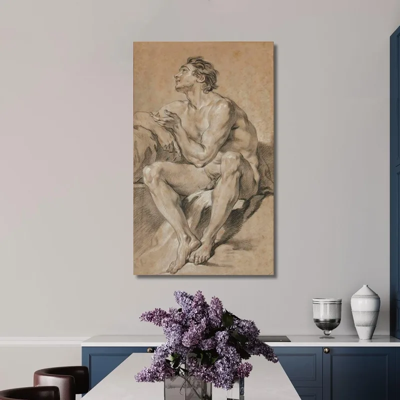 Accademia Di Uomo Nudo Seduto Che Rappresenta Marte François Boucher