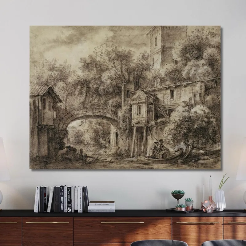 Architekturcapriccio Mit Der Mühle Von Quiquengrogne Bei Charenton François Boucher