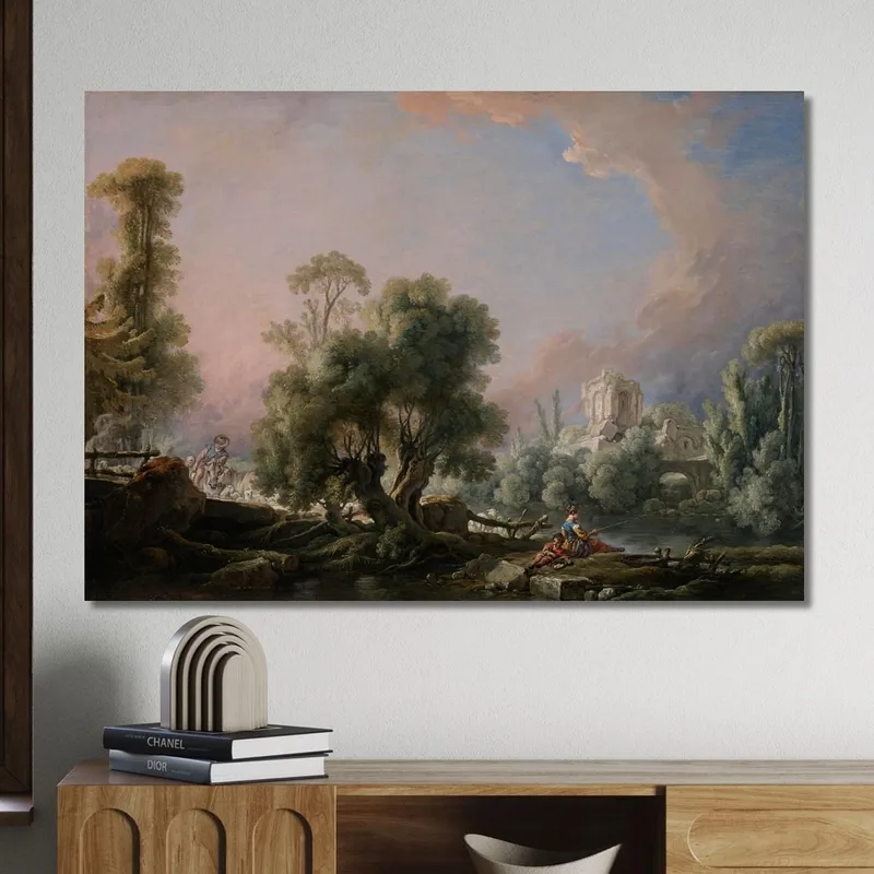 Idyllische Landschaft Mit Fischerin François Boucher