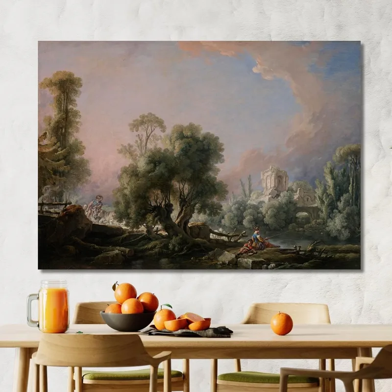 Idyllische Landschaft Mit Fischerin François Boucher