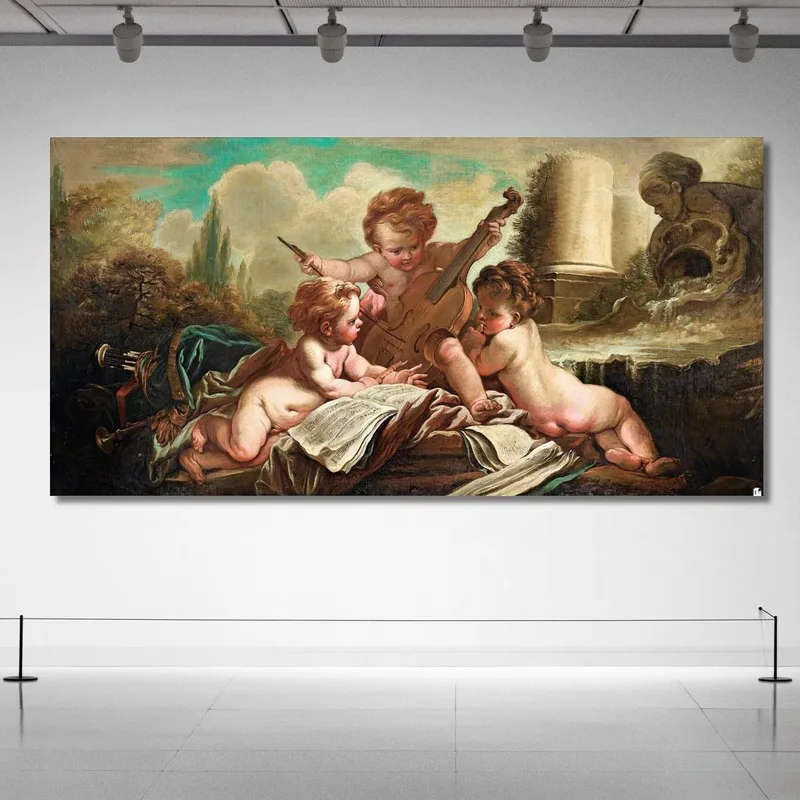 Les Petits Oiseleurs Les Enfants Musiciens François Boucher