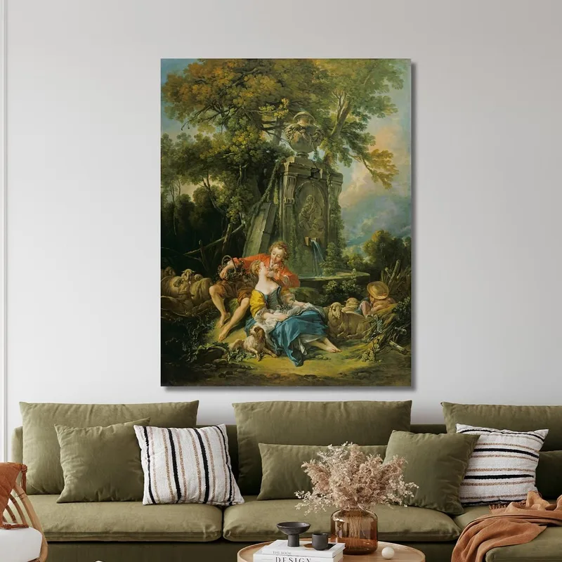 Pastoral Con Una Pareja Cerca De Una Fuente François Boucher