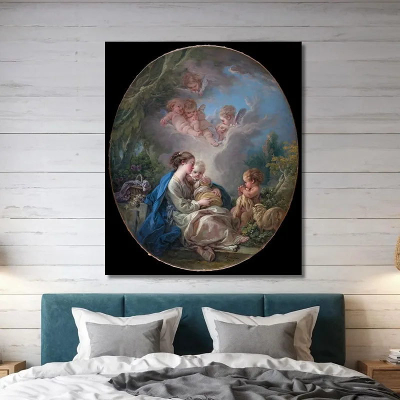 Virgen Y Niño Con El Joven San Juan Bautista Y Ángeles François Boucher