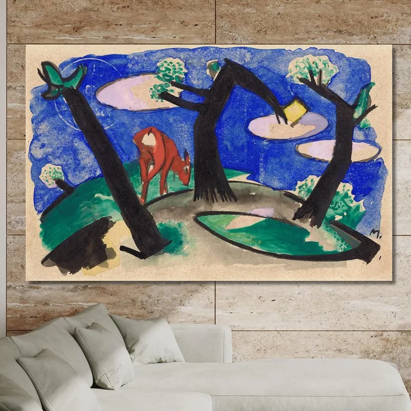Landschaft Mit Einem Roten Tier Franz Marc