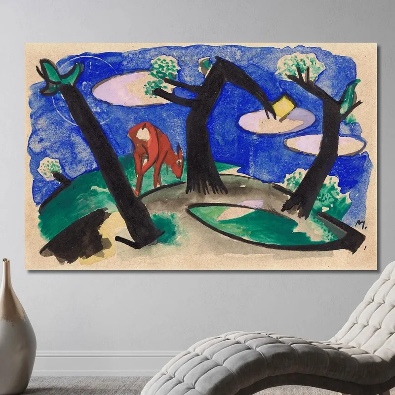 Landschaft Mit Einem Roten Tier Franz Marc