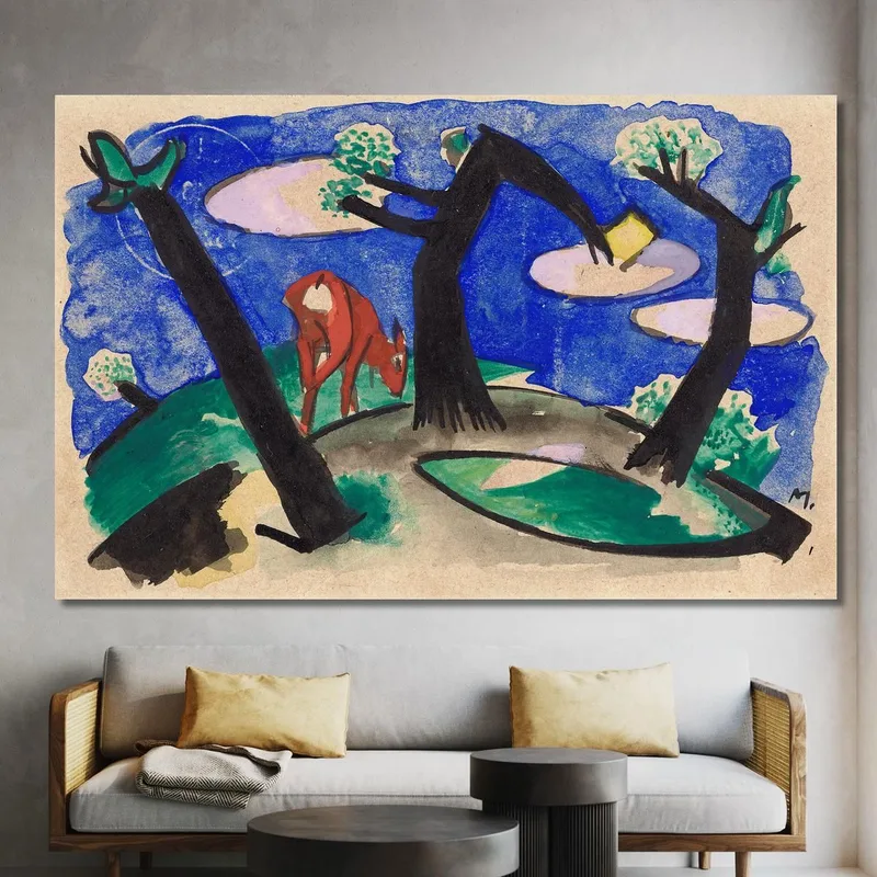 Landschaft Mit Einem Roten Tier Franz Marc
