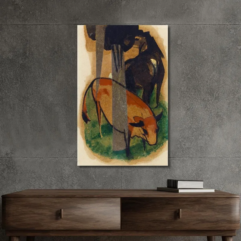 Rotes Pferd Und Gelbes Vieh Schwarzbraunes Pferd Und Gelbes Vieh Franz Marc