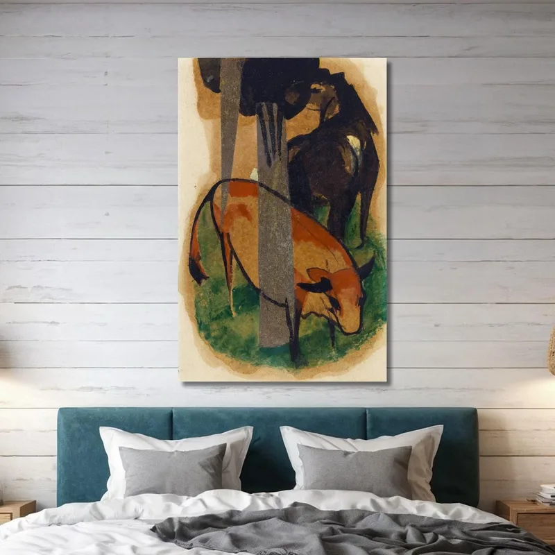 Rotes Pferd Und Gelbes Vieh Schwarzbraunes Pferd Und Gelbes Vieh Franz Marc