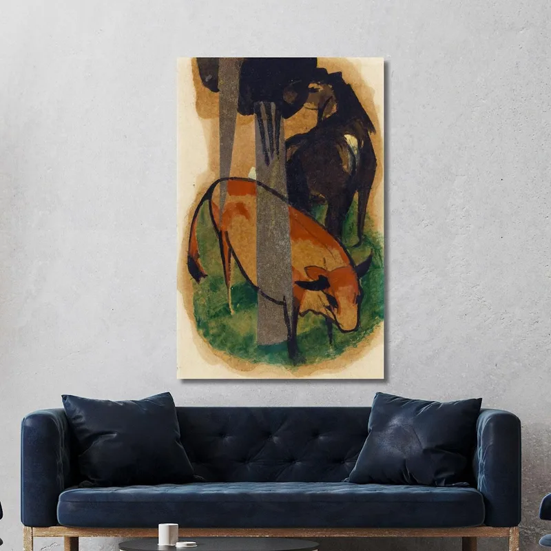 Rotes Pferd Und Gelbes Vieh Schwarzbraunes Pferd Und Gelbes Vieh Franz Marc