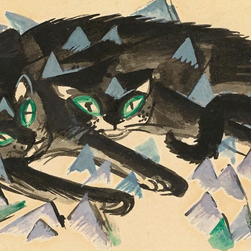 Due Gatti Neri Sdraiati Franz Marc