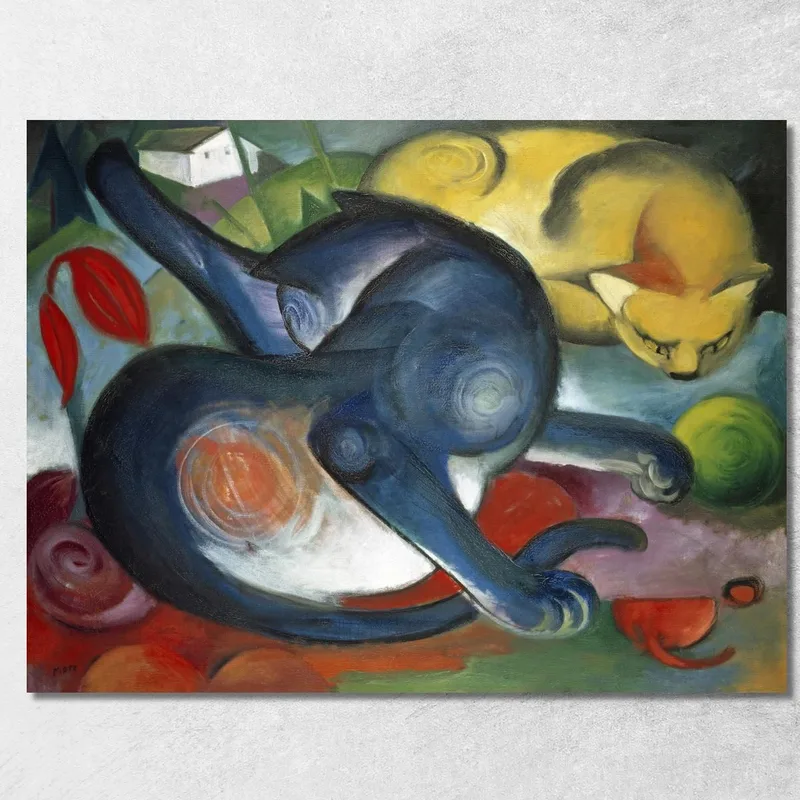 Two Cats Blue And Yellow Franz Marc canvas print
