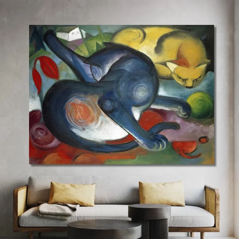 Two Cats Blue And Yellow Franz Marc