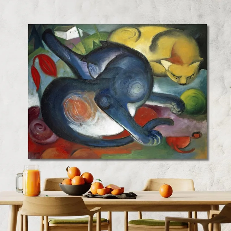 Two Cats Blue And Yellow Franz Marc