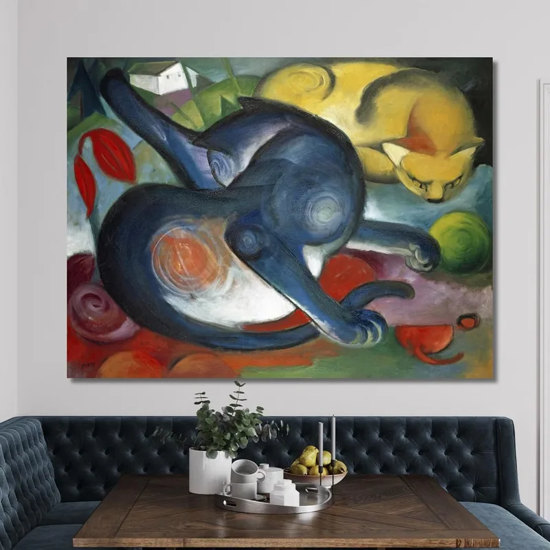 Two Cats Blue And Yellow Franz Marc