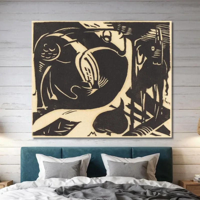 Deux Animaux Mythiques Franz Marc