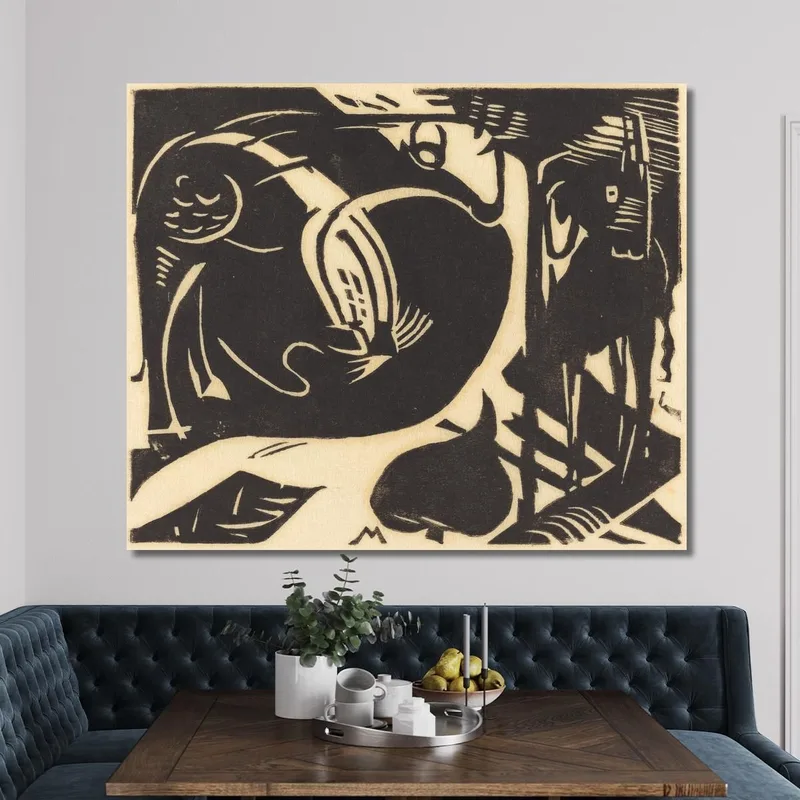 Deux Animaux Mythiques Franz Marc