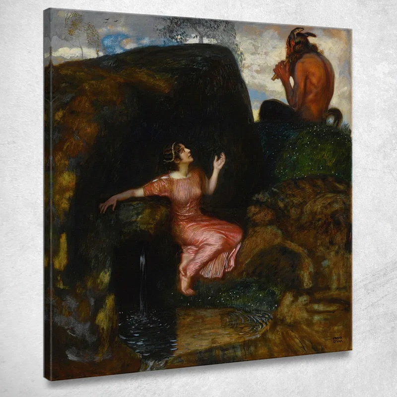 Ninfa In Ascolto Alla Sorgente Franz von Stuck quadro stampa su tela