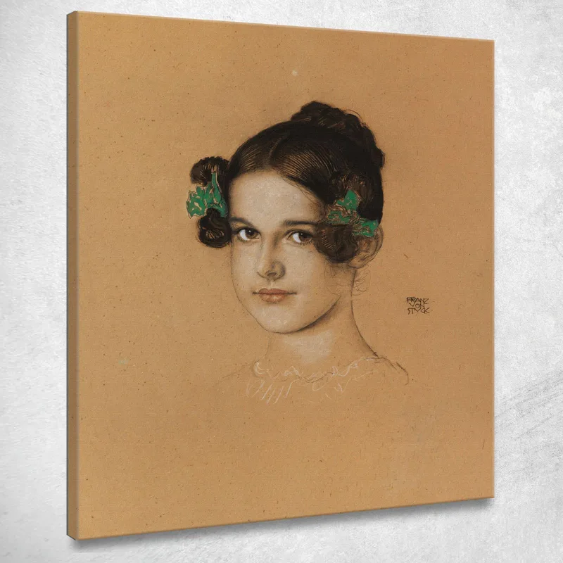 Ritratto Della Figlia Mary Con Nastri Verdi Franz von Stuck quadro stampa su tela