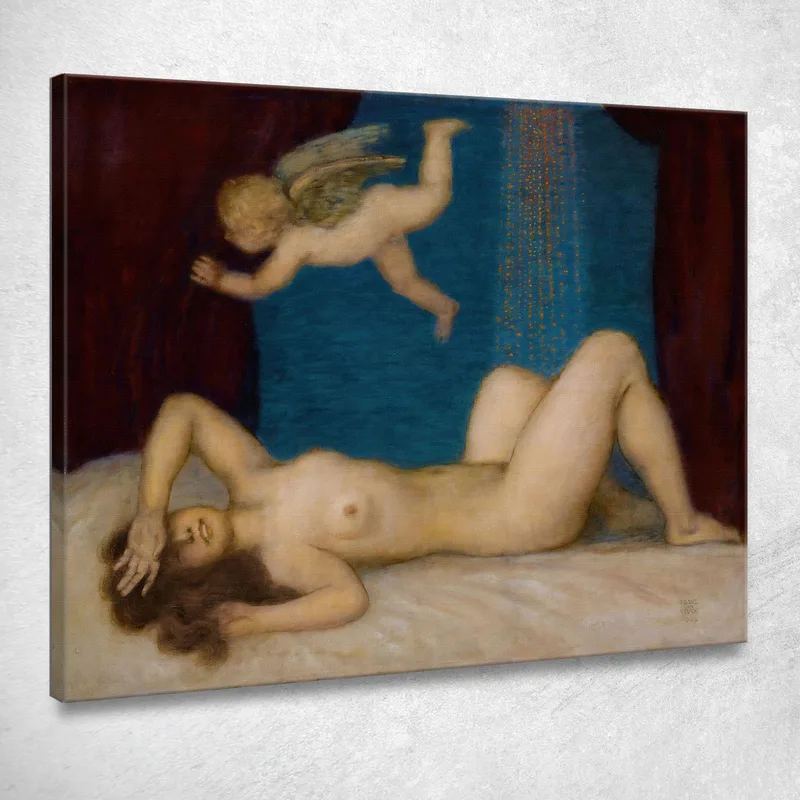 Danae E La Pioggia Dorata Franz von Stuck quadro stampa su tela