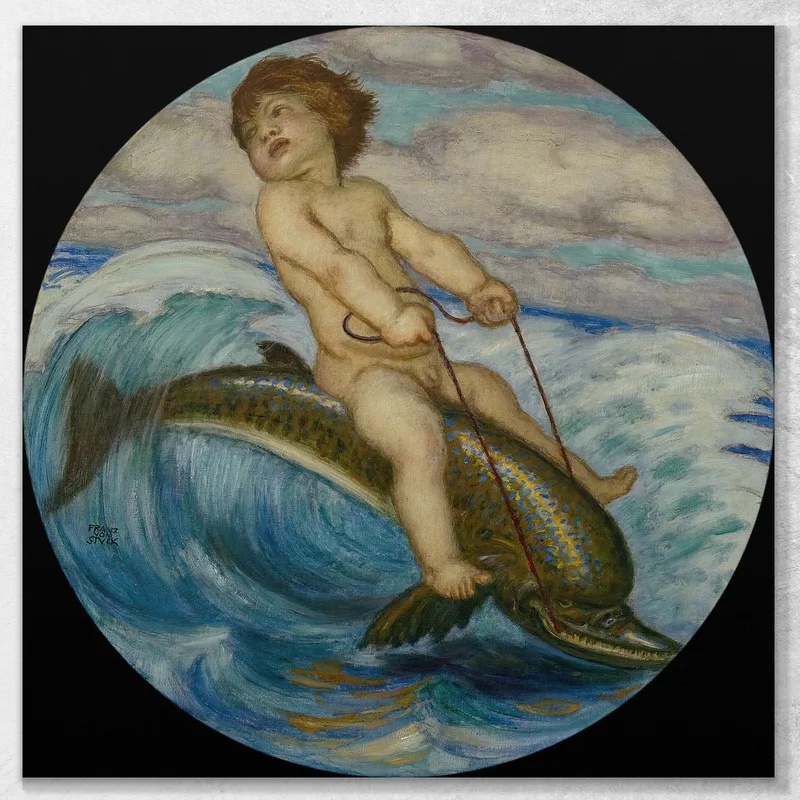 Erotear Montando Un Delfín Franz von Stuck