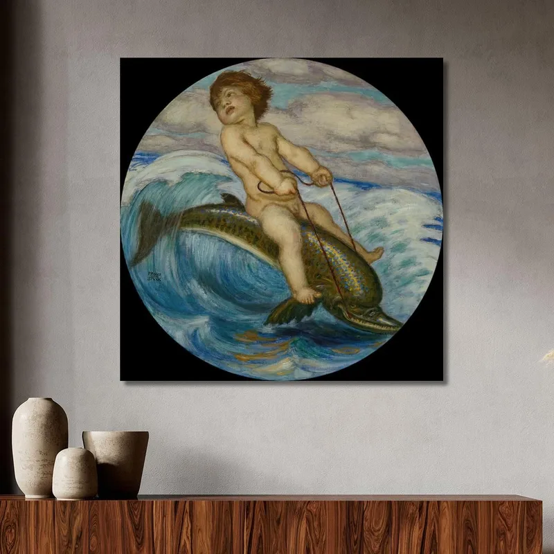 Erotear Montando Un Delfín Franz von Stuck