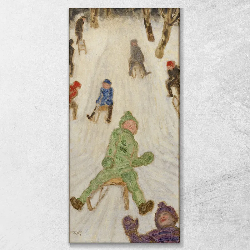 Paseo En Trineo Niños En Trineo Franz von Stuck