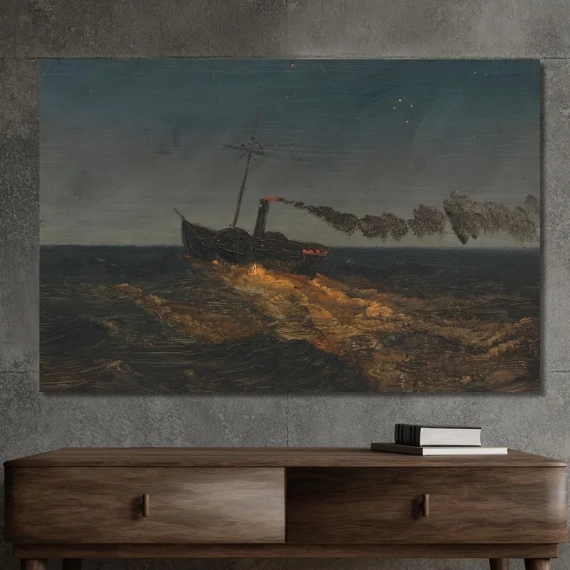 Paddle Steamer At Dusk Frederic Edwin Church