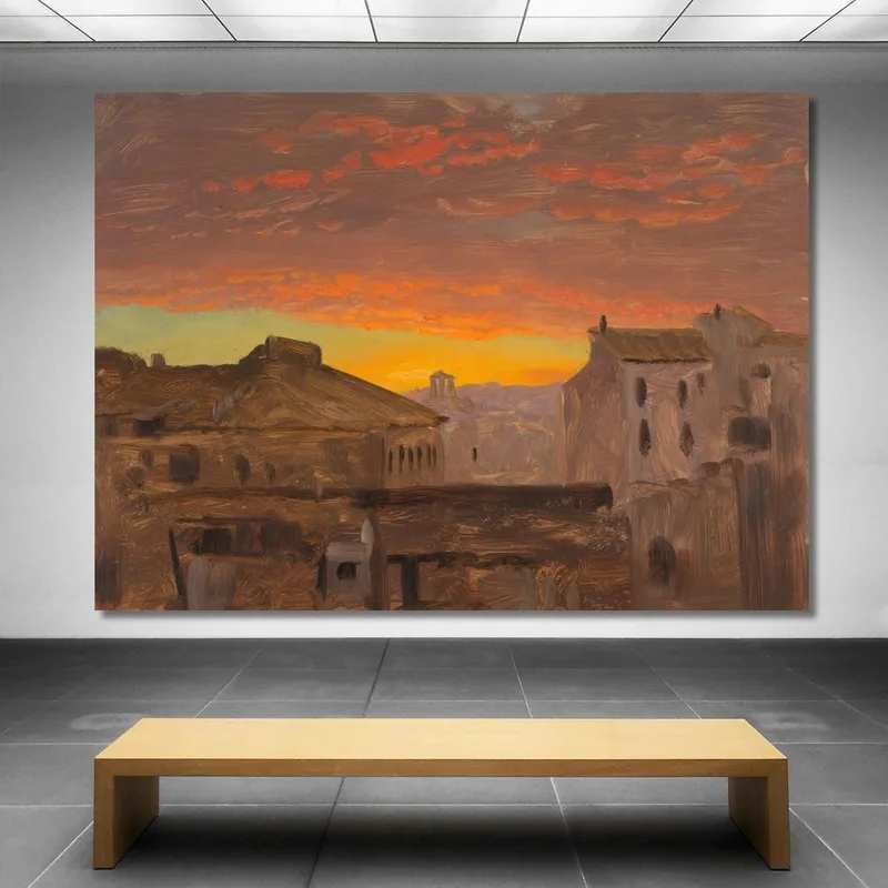 Tetti Di Roma Al Tramonto Frederic Edwin Church