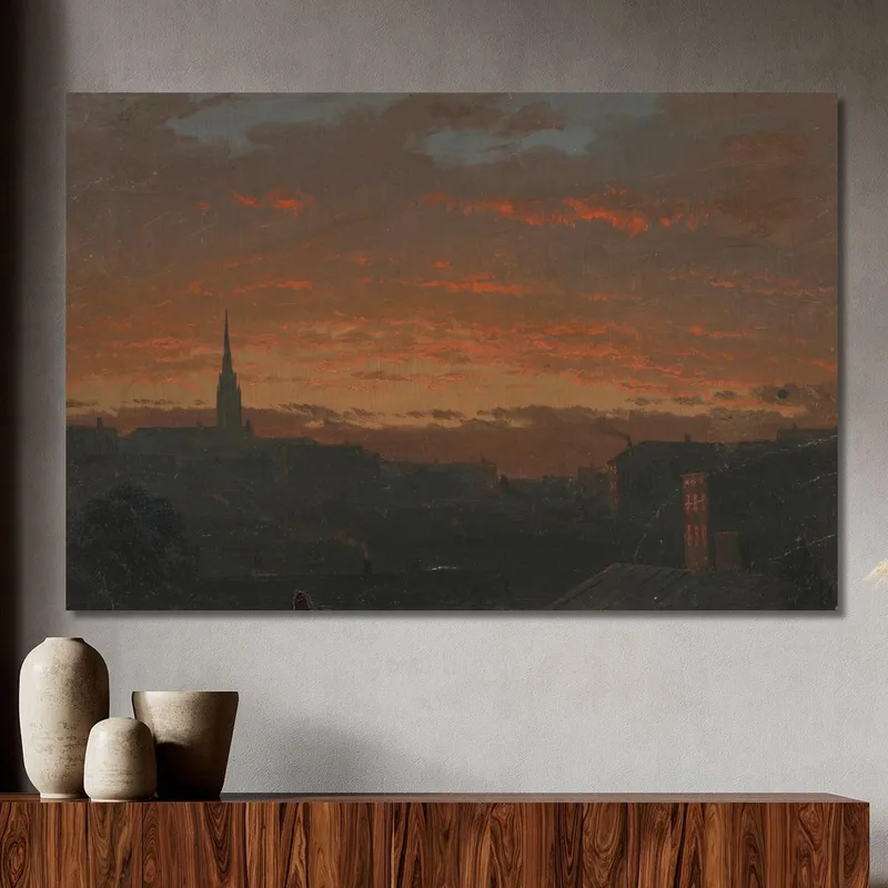 Puesta De Sol En Hudson Nueva York Frederic Edwin Church